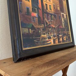 World Market Store Oil Style Painting print Framed Art