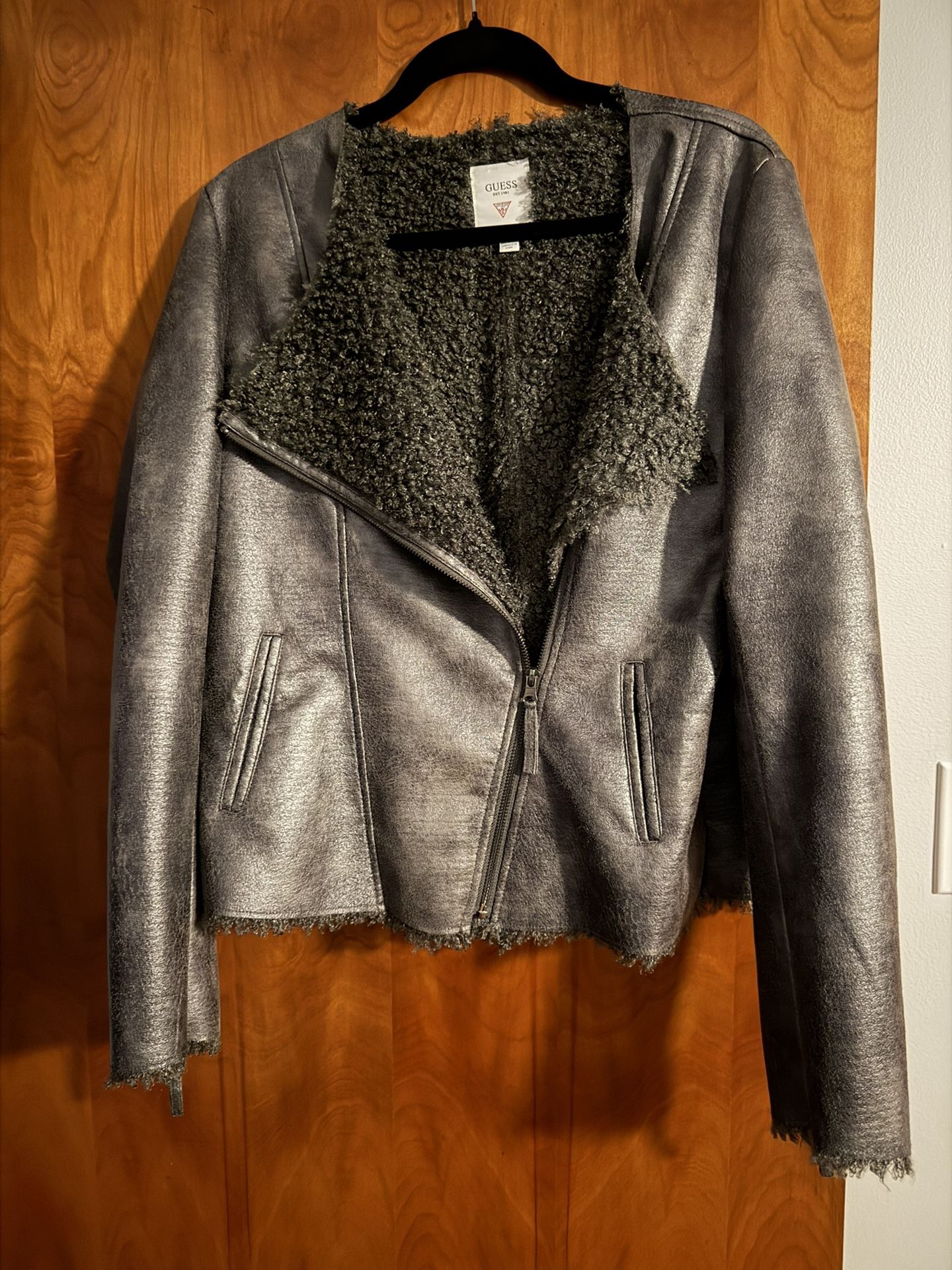 Guess faux leather Gunmetal Gray Large Jacket