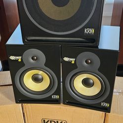 KRK ROKIT 8 and 10S Powered Speakers and Subwoofer