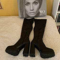 9 JLO Milit Above the knee thigh high boots black platform women’s shoes 9M