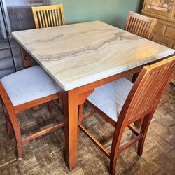 Faux Marble Counter-Height Dining Table with 4 Chairs ā Good Condition $115 (OBO)