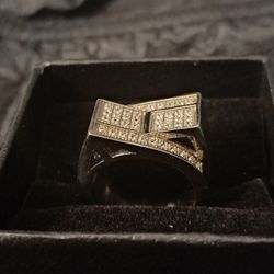 Solid Sterling Silver Moissanite Diamond Ring 