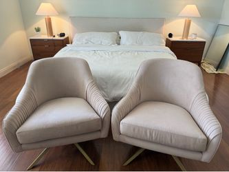 2 west elm swivel chairs rabbit and roar