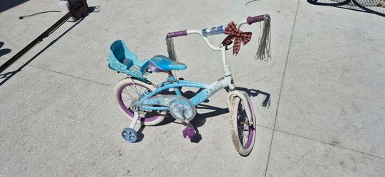 Girls 16" bicycle with seat for stuffed animal or doll
