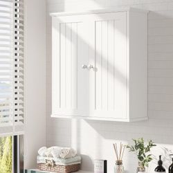 0957b Bathroom Wall Cabinet, Bathroom Cabinet Wall Mount, Over the Toilet Space Saver Storage Cabinets, White Medicine Cabinets with 2 Doors  MUL