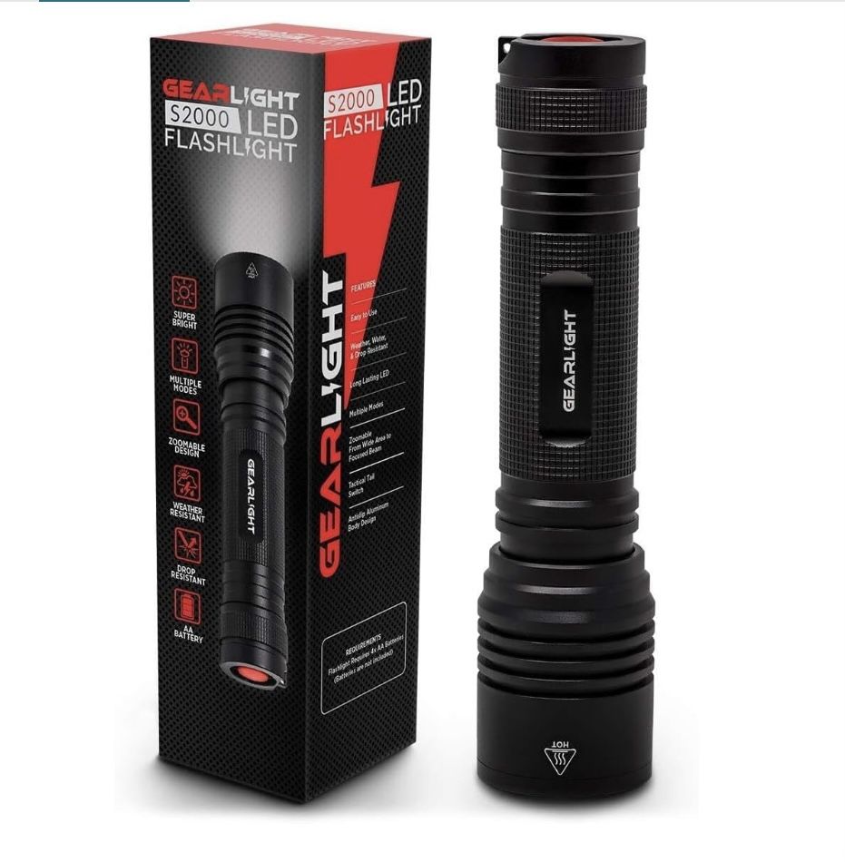 S2000 LED Flashlight High Lumens - Super Bright, Powerful, Mid-Size Tactical Flashlight
