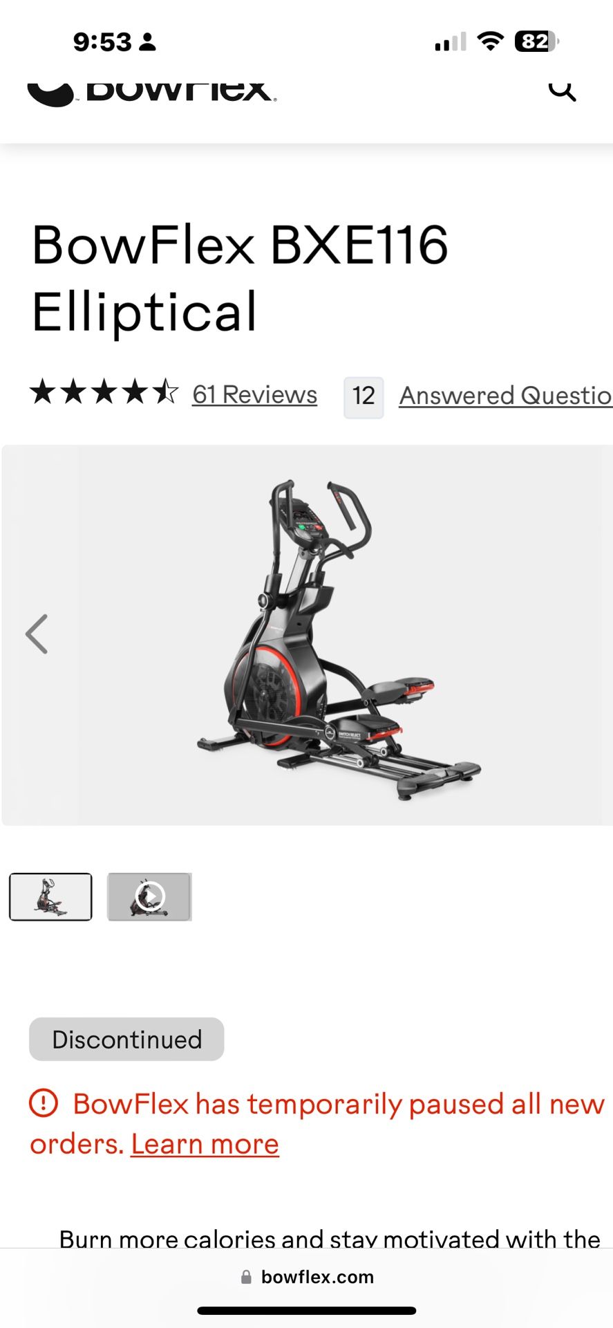 Bowflex Bxe116