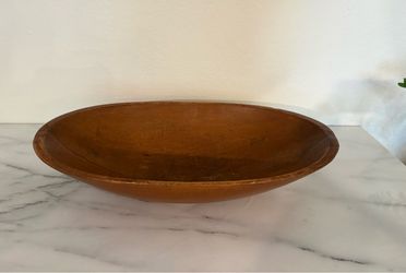 LARGE Rustic Wood Oval Bowl with Carved Handles