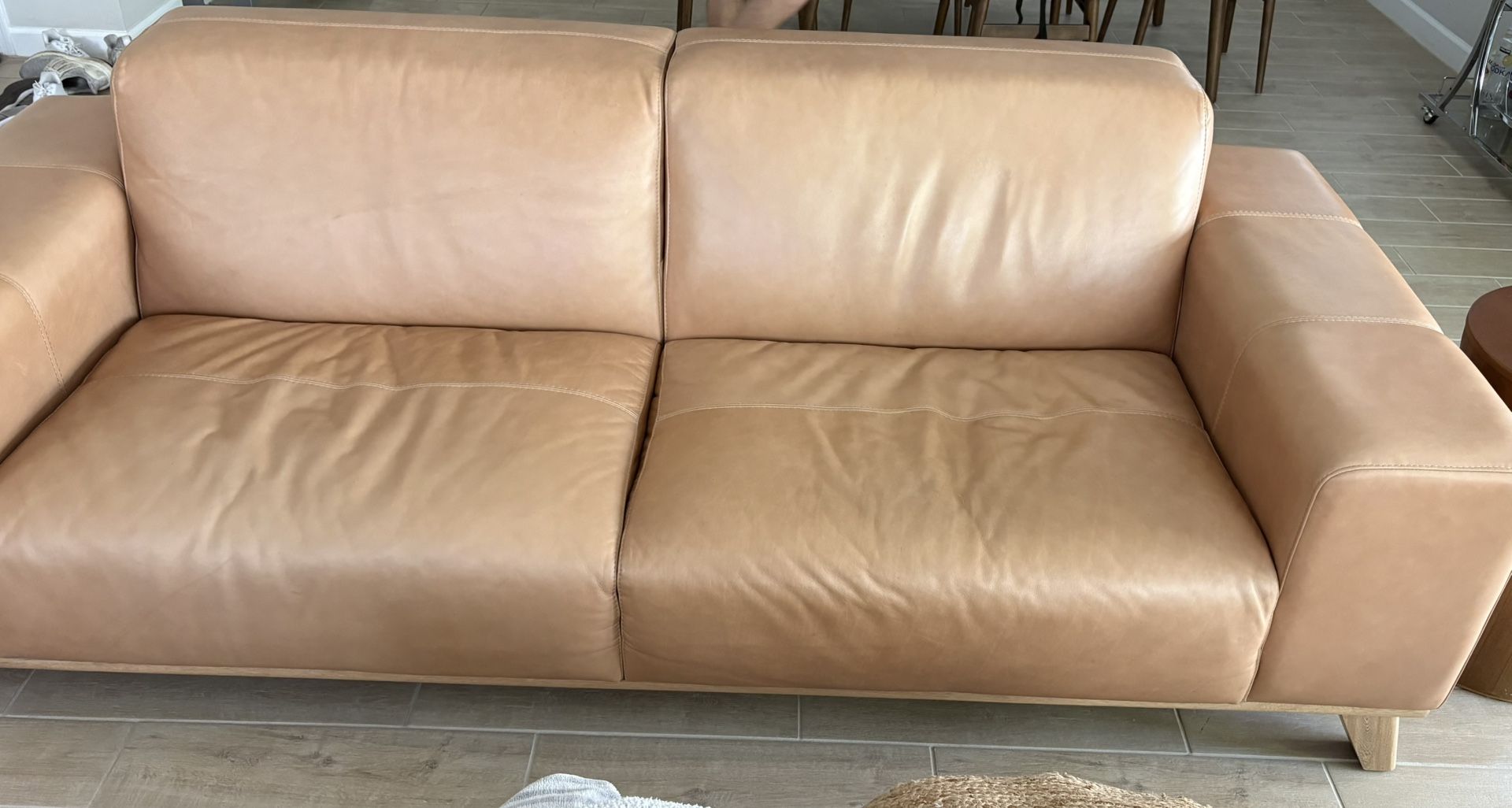 Beautiful Leather couch, Oversized Chair, Ottoman For Sale