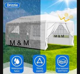 10'x20' Outdoor Canopy Party Wedding Tent White Gazebo Pavilion with Side Walls