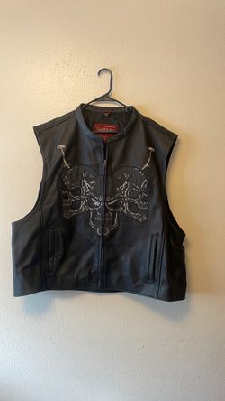 Leather motorcycle vest