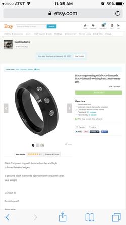 Tungsten ring with black diamonds