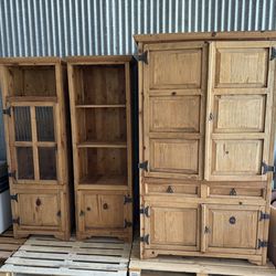 Rustic entertainment center solid wood