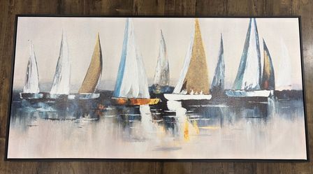 Tigeridge Sea Sailboat Framed Canvas Art — 20 × 40