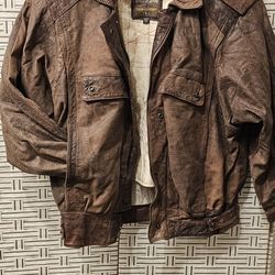 Vintage Jacket Bumber Leather Size M Adventure Bound  Thinsulate 3M Map Print 