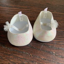 Build A Bear Glittery Off White Party Dress Flats