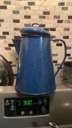 #coffee Pot Camping #blue #speckled #8 Cups #latge #tea 