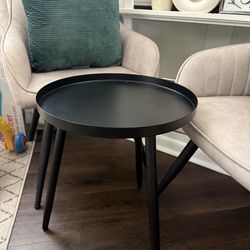 Two chairs, pillow’s and table