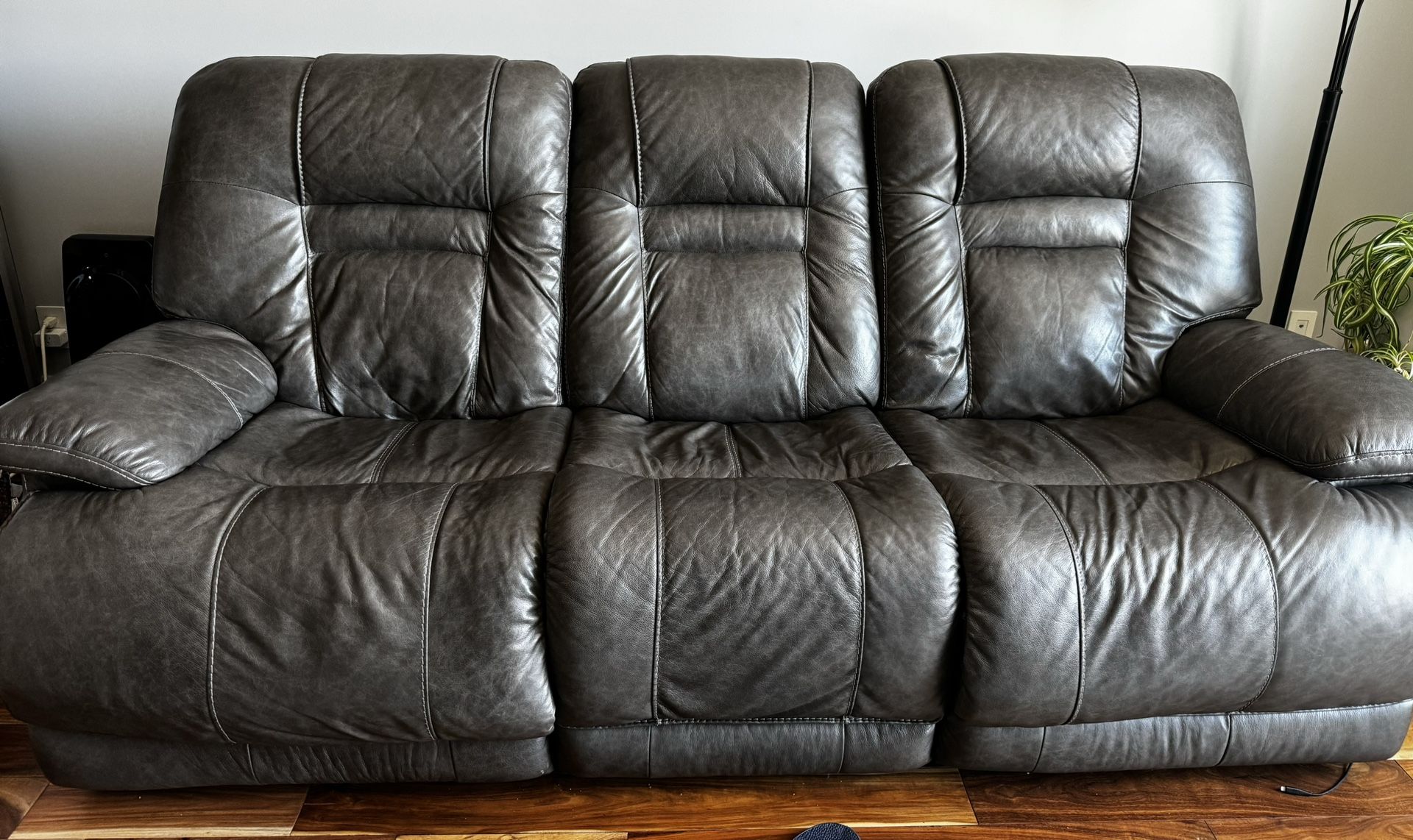 Leather Recliner Sofa with Lumbar Support - Automatic 