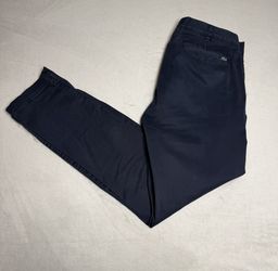 Men's Lacoste Flat Front Stretch Chino Pants 32 Navy Blue Regular 