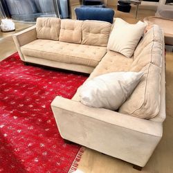 Macy’s Beige 110” by 82” 2pc Tufted Sectional Sofa 