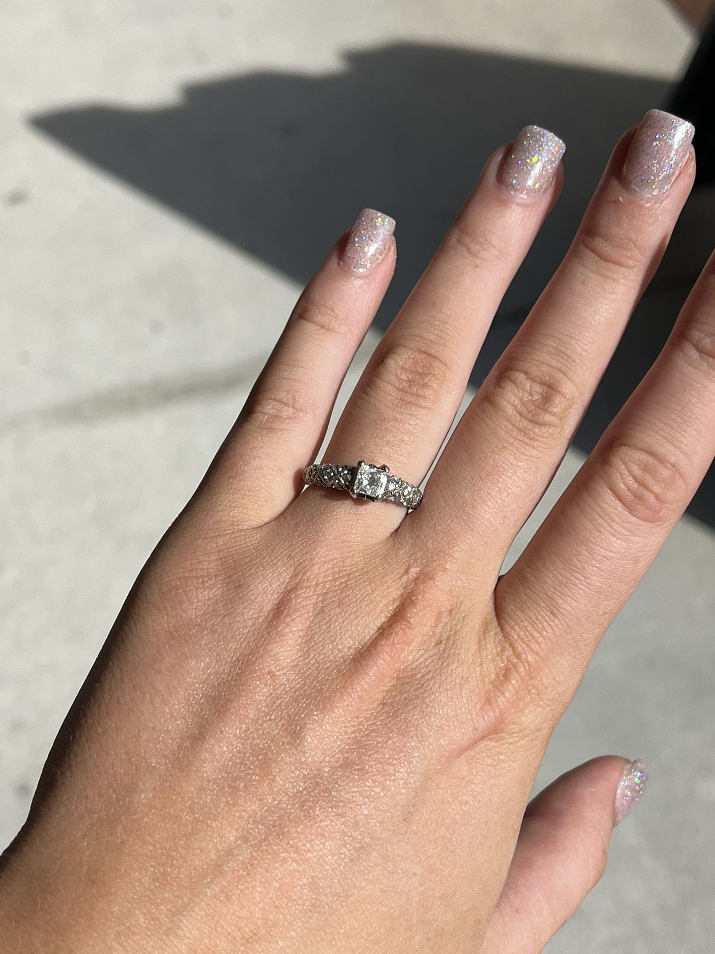 White Gold Diamond Engagement Ring 