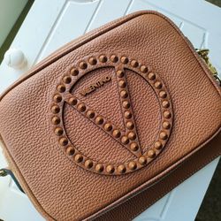 Valentino By Mario Valentino Mia Rockstud Leather Crossbody Caramel Authentic Make An Offer