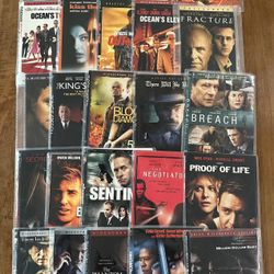 Lot of 26  DVD Movies Mixed Genres Drama Action Thriller In Sleeves Saves Space