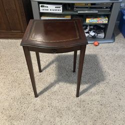 Wood Table With Leather Top 