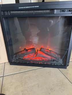 18" Freestanding & Recessed Electric Fireplace Insert Heater, Indoor Electric Stove Heater with Hearth Flame,Black