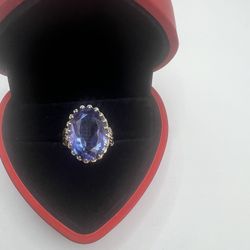 14 K Solid Gold And Sapphire Ring