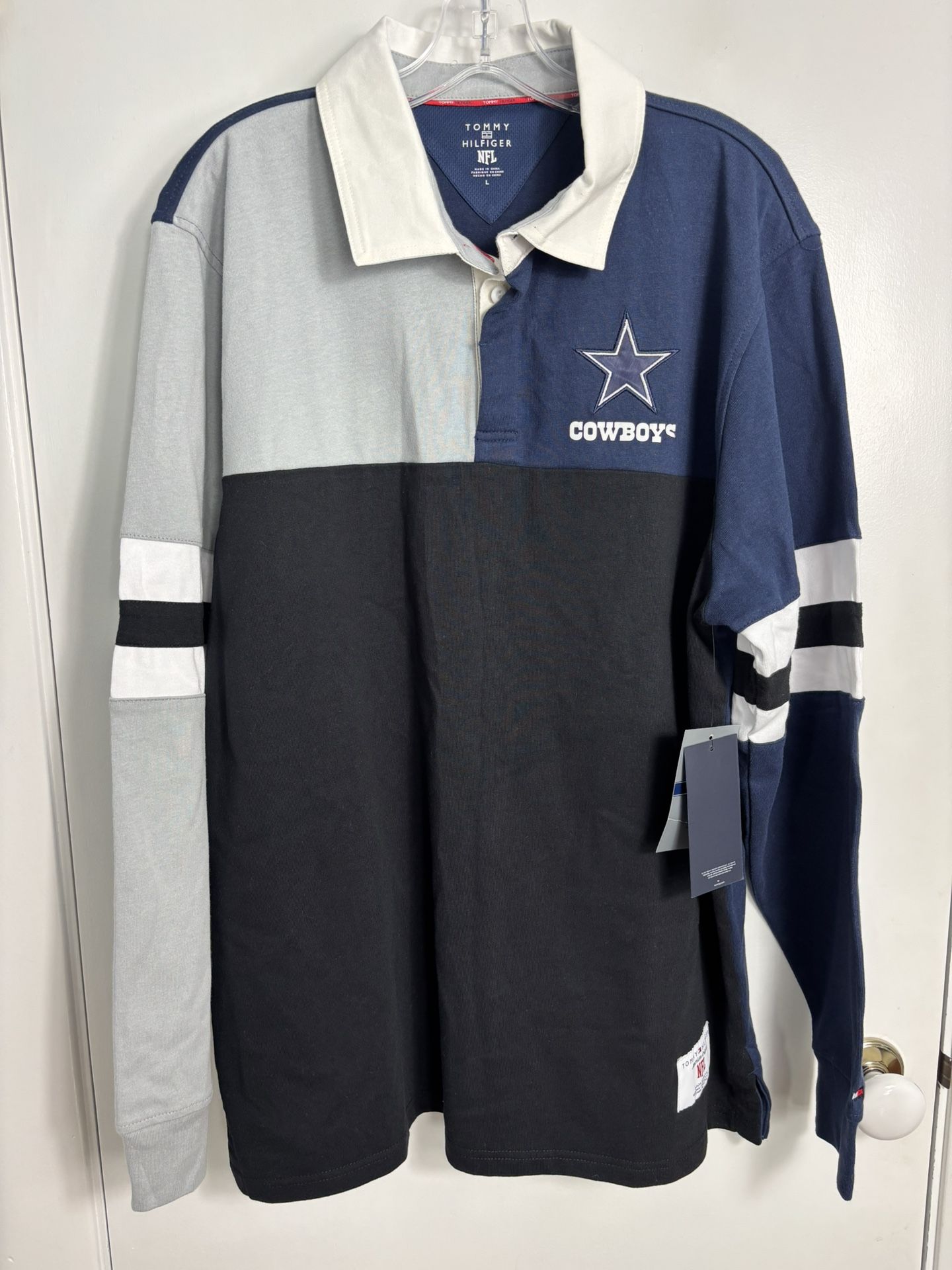 Vintage Dallas Cowboys X Tommy Hilfiger NFL Rugby Polo Shirt SZ Large 90s Blue
