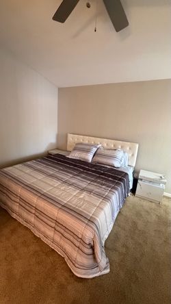 King Bedroom Set – Bed, Mattress, 2 Nightstands & Large Dresser
