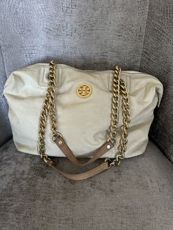 Tory Burch Beige  Large zippered Tote 