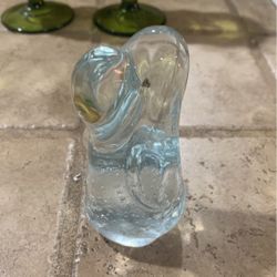 Cute Solid Clear Glass Dog Figurine w Long Ears Paper Weight