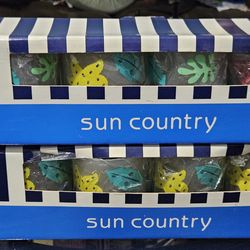 Vintage Sun Country Leaf Print frosted double acrylic cups (4)