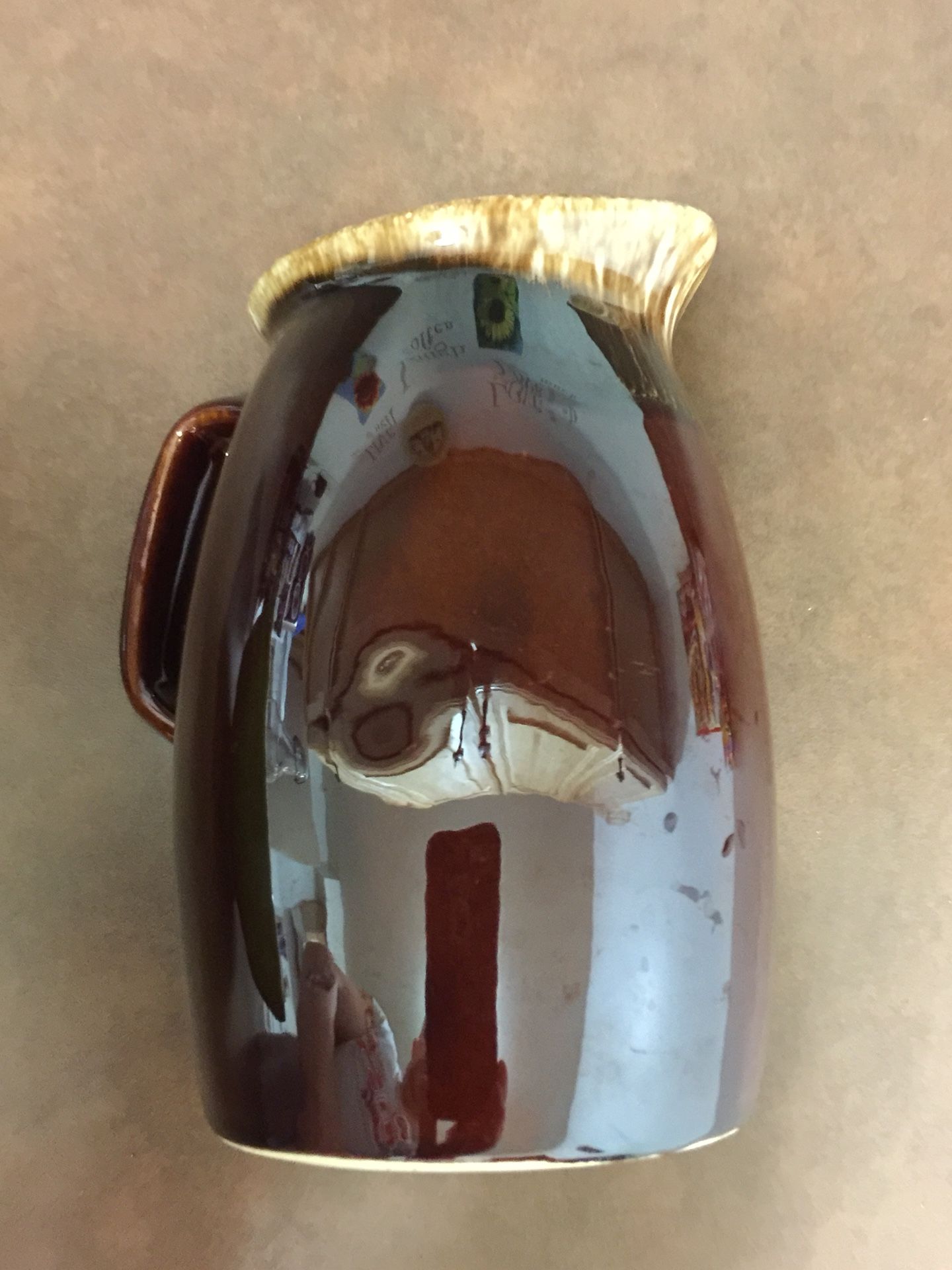 Oven proof USA brown drip glaze water pitcher