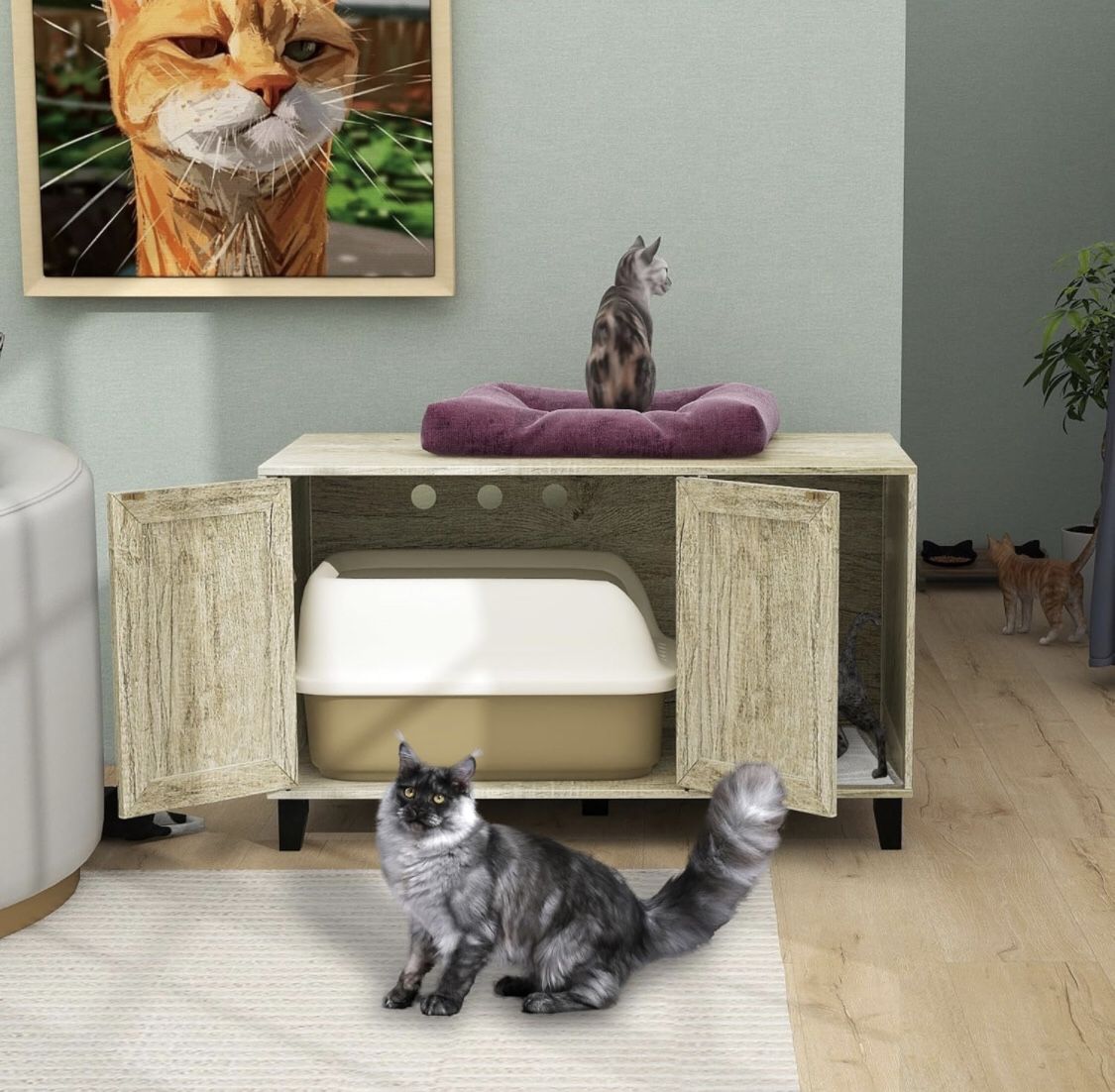 Hidden Cat Litter Box Enclosure Furniture