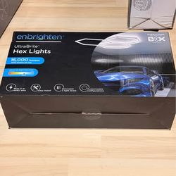 UltraBrite Hexagon LED Garage Lights 16-Pack, 16000LM, 5000K Daylight, Dimmable with Remote — New