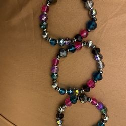 3 Multicolored Stretch Bracelets 