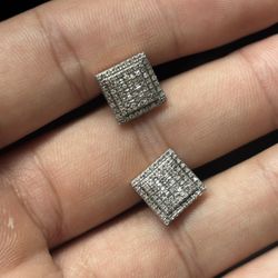 10k Rose Gold Earrings With Natural Diamond Baguettes