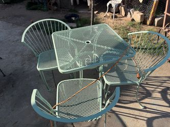 Metal Mesh Patio Table and 3 Chair Set