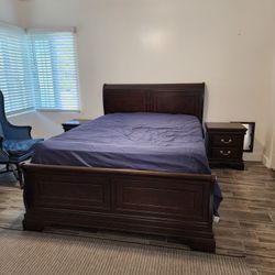 Queen Sized Bedroom Set - Frame, Dresser, Nightstands