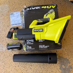 RYOBI 40V 120 MPH 550 CFM Cordless Battery Leaf Blower With 4.0 Ah Battery and Charger