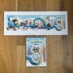 DISNEY ZOOTOPIA 2 DVC COMMEMORATIVE LITHO ART PRINT PLUS 4 SMALL ART PRINTS