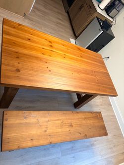 Wood Table & Bench Seat