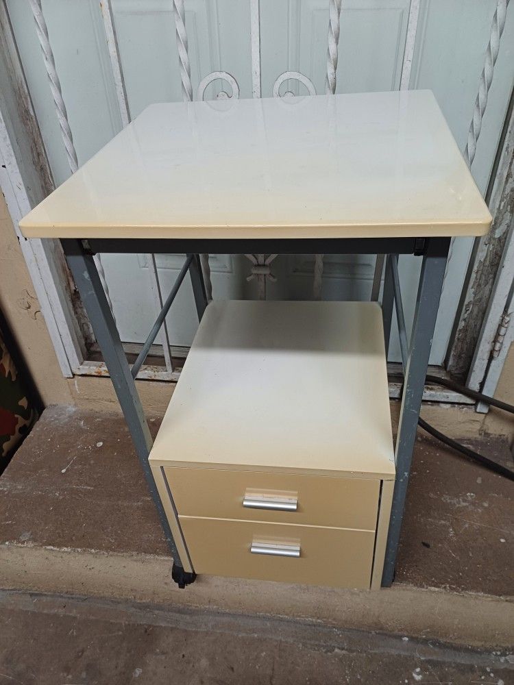 Printer table stand with wheels and 2 drawers