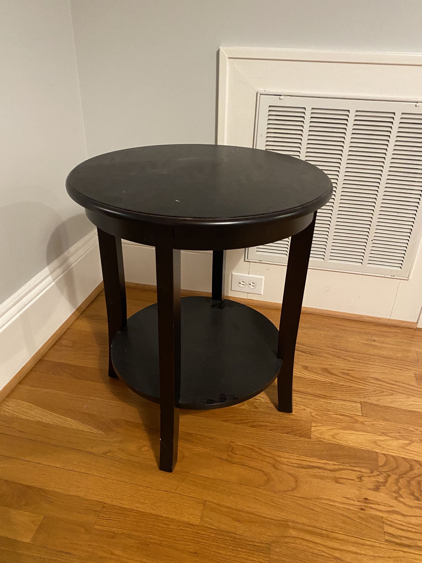 Black Wood Side Table 25.5in Height, 21.5 Diameter