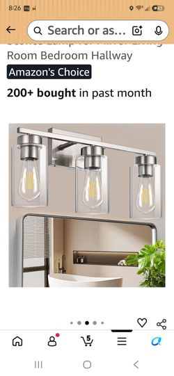 3-Light Bathroom Vanity Light, Modern Brushed Nickel Wall Lights with Clear Glass Shades, Bathroom Wall Sconce Lamp for Mirror Living Room Bedroom Hal