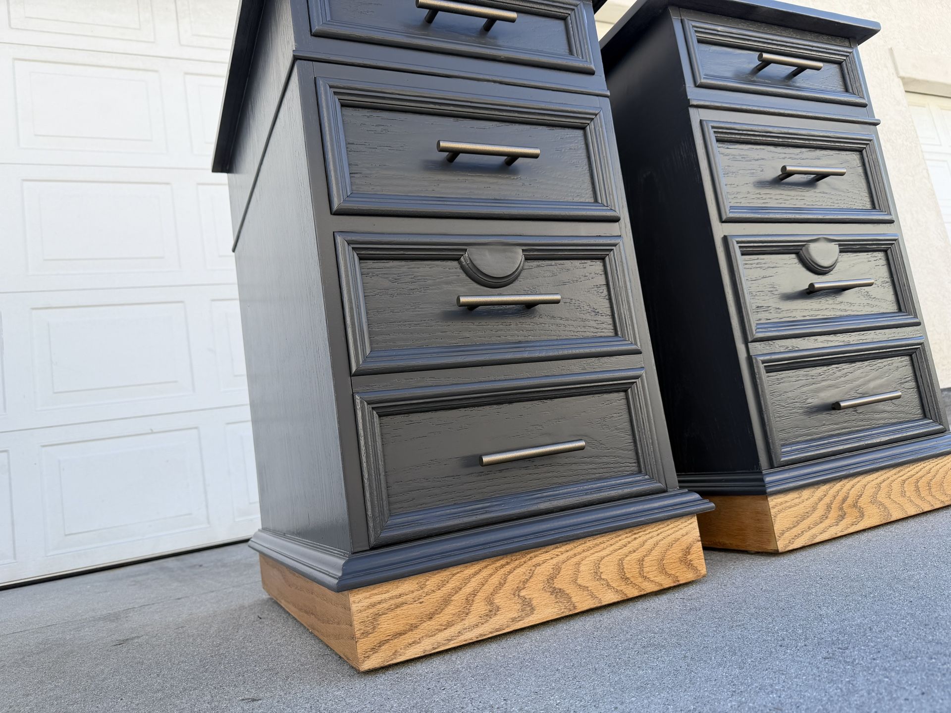 Refinished Oak Modern End Tables Large End Tables